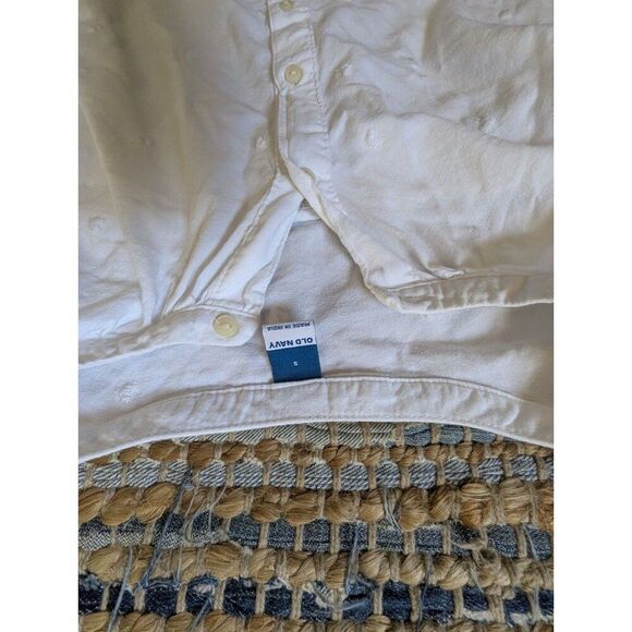 White Swiss Dot Henley 100% Cotton Long Puff Sleeve S Crop Curved Hem Cottagecor - Picture 4 of 9